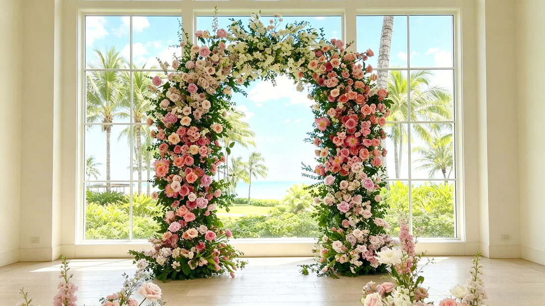 Wedding Arch Trends 2026: How to Create Luxury Wedding Spaces with Faux Flower Arches, Crescent Designs, Butterfly Installations, and Waterfall Backdrops