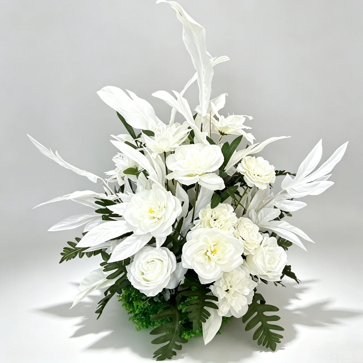 Asymmetrical White Floral Arch Set Greenery Foliage Wedding Ceremony Aisle Photo Backdrop Decor