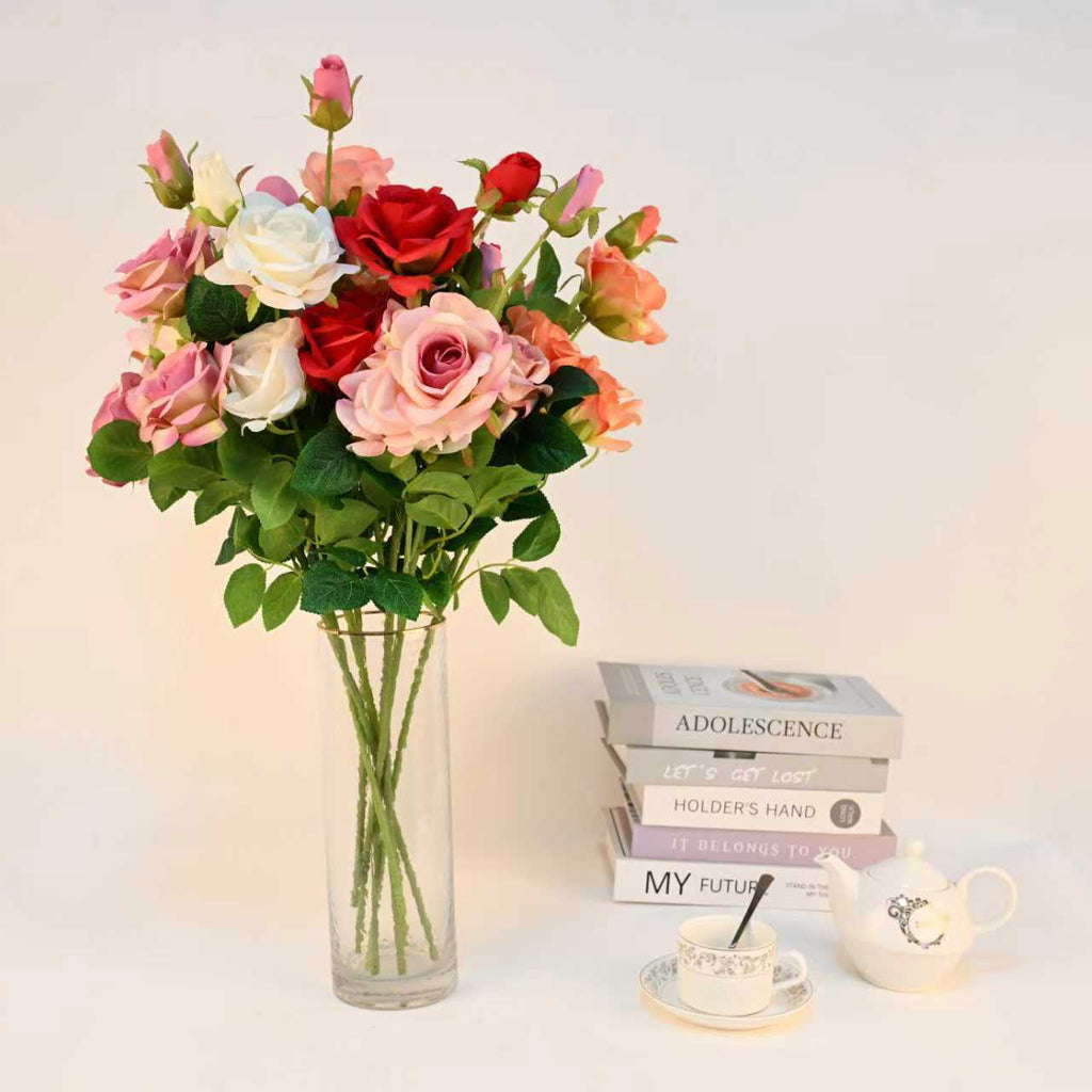 Rose/ 6heads + 6leaves