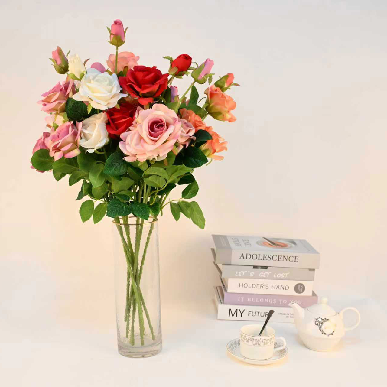 Rose/ 6heads + 6leaves