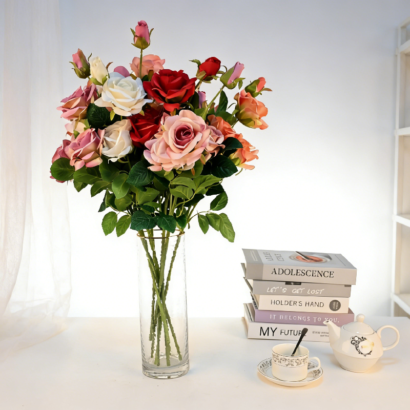 Rose/ 6heads + 6leaves A1013