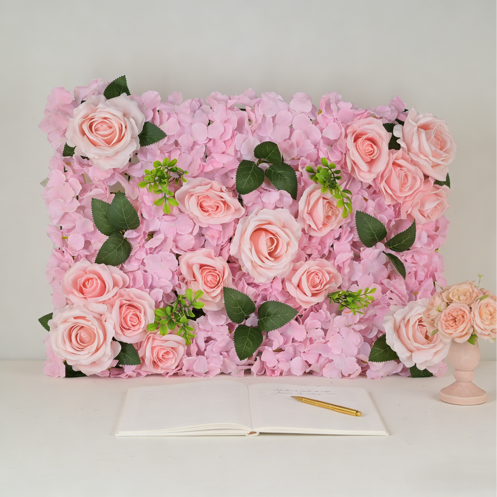 Artificial Rose Flower Wall Panel, Silk Floral Backdrop for Wedding Decor - view 2