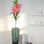 Lifelike Single Stem 3 Heads Artificial Lily with 11 Realistic Green Leaves Silk Flower for Wedding Living Room Hotel Decor - view 3