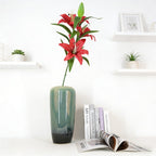 Lifelike Single Stem 3 Heads Artificial Lily with 11 Realistic Green Leaves Silk Flower for Wedding Living Room Hotel Decor - view 5