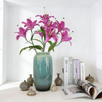 Premium Faux Lily 9 Bloom Heads & 10 Green Leaves Artificial Flower Indoor Outdoor Photography Props - view 4