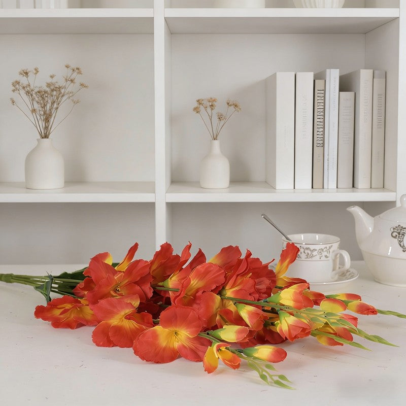 Premium Faux Gladiolus 3 Branches Artificial Flower Bouquet Indoor Outdoor Photo Props - view 8