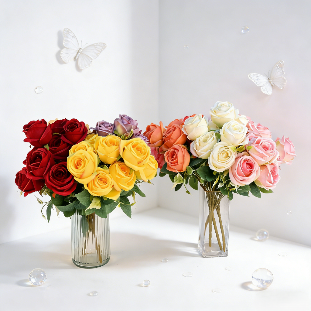 Rose/9 heads +8leaves CF034