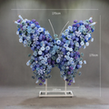 Gradient Blue Purple Butterfly Floral Stand Wheeled Metal Base Wedding Photo Booth Backdrop Decor Prop