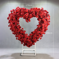 Giant Hollow Red Rose Heart Floral Arch Wheeled Metal Stand Wedding Valentine Photo Backdrop Decor Prop