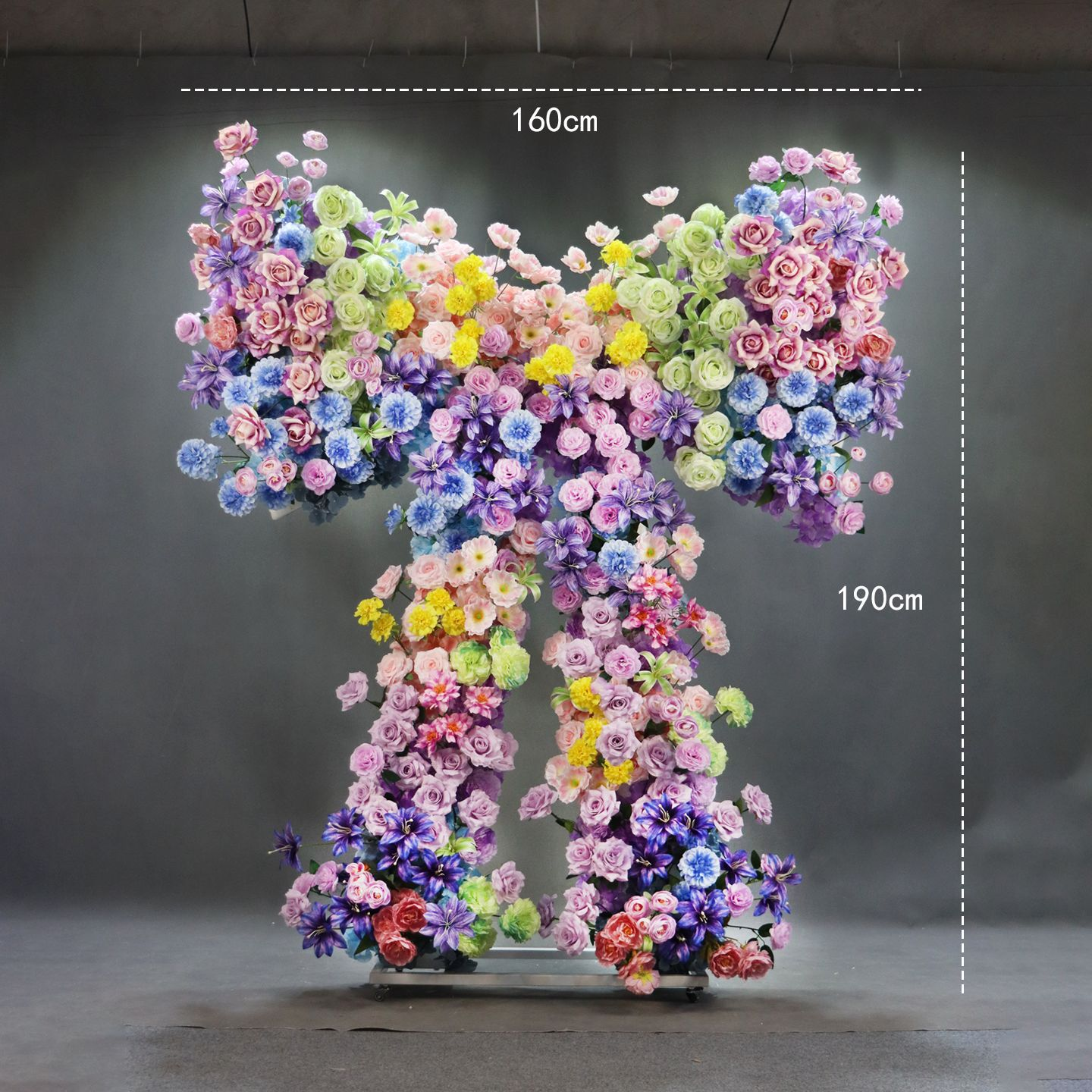 Multicolor Butterfly Floral Arch Wheeled Stand Wedding Photo Booth Backdrop Prop