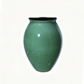 Celadon Green Ceramic Vase, Classic Olive Jar with Flared Rim | Elegant Flower Vase for Home Decor