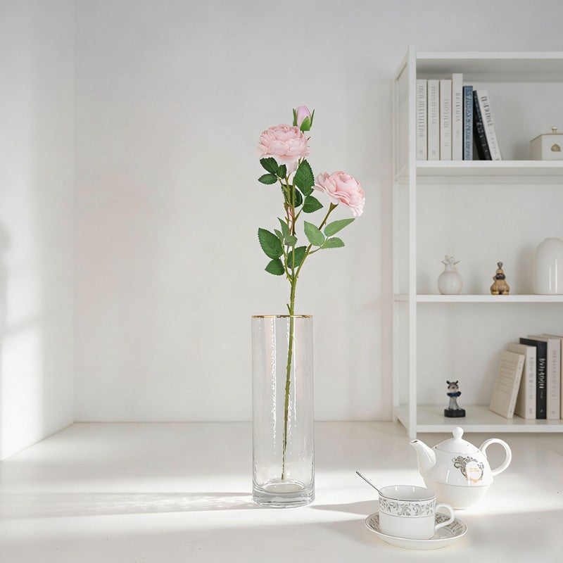 Soft Neutral Tone Artificial Peony Branch, Twin Full Blooms for Tea Table Gentle Accents - view 6