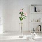 Soft Neutral Tone Artificial Peony Branch, Twin Full Blooms for Tea Table Gentle Accents - view 6