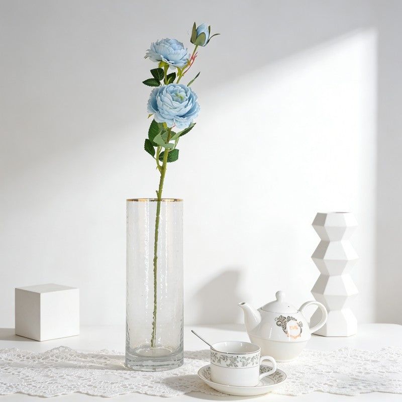 Soft Neutral Tone Artificial Peony Branch, Twin Full Blooms for Tea Table Gentle Accents - view 7