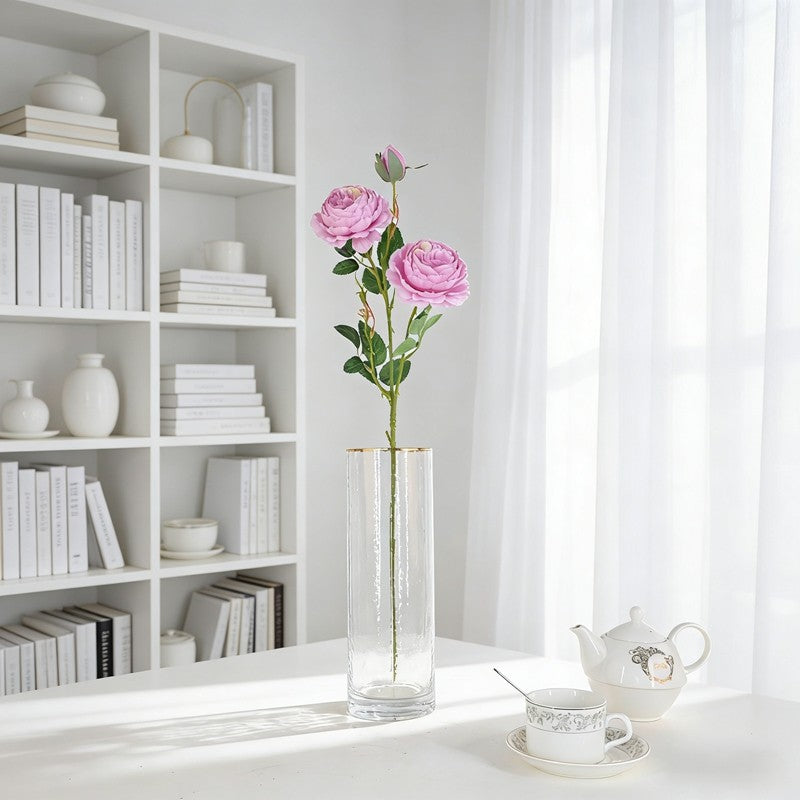 Soft Neutral Tone Artificial Peony Branch, Twin Full Blooms for Tea Table Gentle Accents - view 8