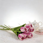 Streamlined Single-Stem Faux Open Tulip Picks, Fully Unfurled Bloom for Slim Vase Neutral Decor - view 5