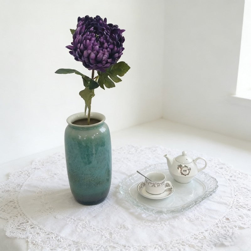 Multi Earthy Shade Chrysanthemum Sprigs, Solitary Flower Head Plus 4 Textured Leaves for Handcraft Decor - view 10