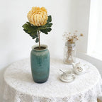 Multi Earthy Shade Chrysanthemum Sprigs, Solitary Flower Head Plus 4 Textured Leaves for Handcraft Decor - view 4