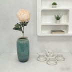 Multi Earthy Shade Chrysanthemum Sprigs, Solitary Flower Head Plus 4 Textured Leaves for Handcraft Decor - view 6