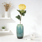 Multi Earthy Shade Chrysanthemum Sprigs, Solitary Flower Head Plus 4 Textured Leaves for Handcraft Decor - view 3