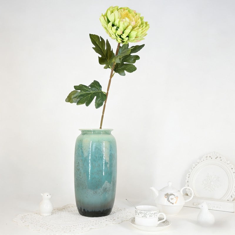 Multi Earthy Shade Chrysanthemum Sprigs, Solitary Flower Head Plus 4 Textured Leaves for Handcraft Decor - view 11