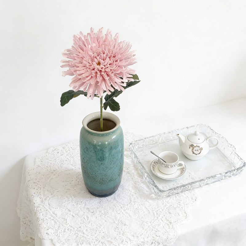 Single-Bloom Faux Chrysanthemum Picks, 1 Round Flower & 4 Textured Leaves for Fall Tiny Decor - view 3