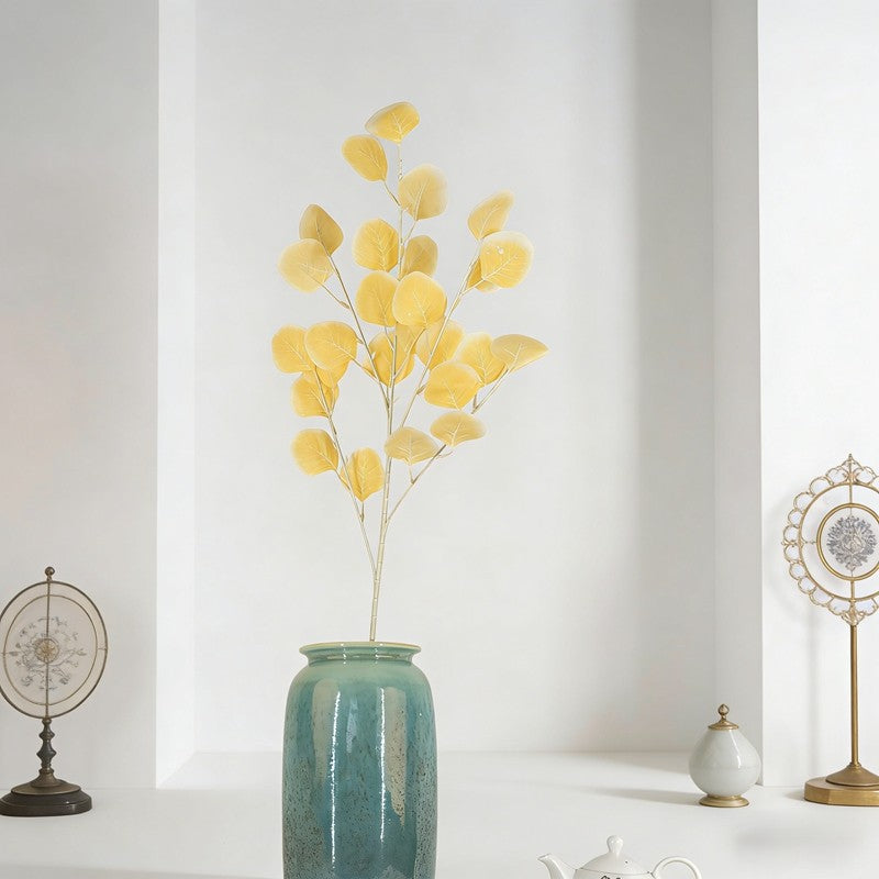 Silver Dollar Faux Eucalyptus Sprigs, 26 Silvery Round Leaves for Minimalist Greenery Accents - view 12
