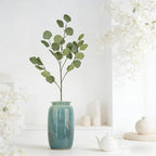 Silver Dollar Faux Eucalyptus Sprigs, 26 Silvery Round Leaves for Minimalist Greenery Accents - view 13
