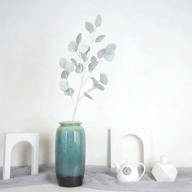 Silver Dollar Faux Eucalyptus Sprigs, 26 Silvery Round Leaves for Minimalist Greenery Accents - view 3
