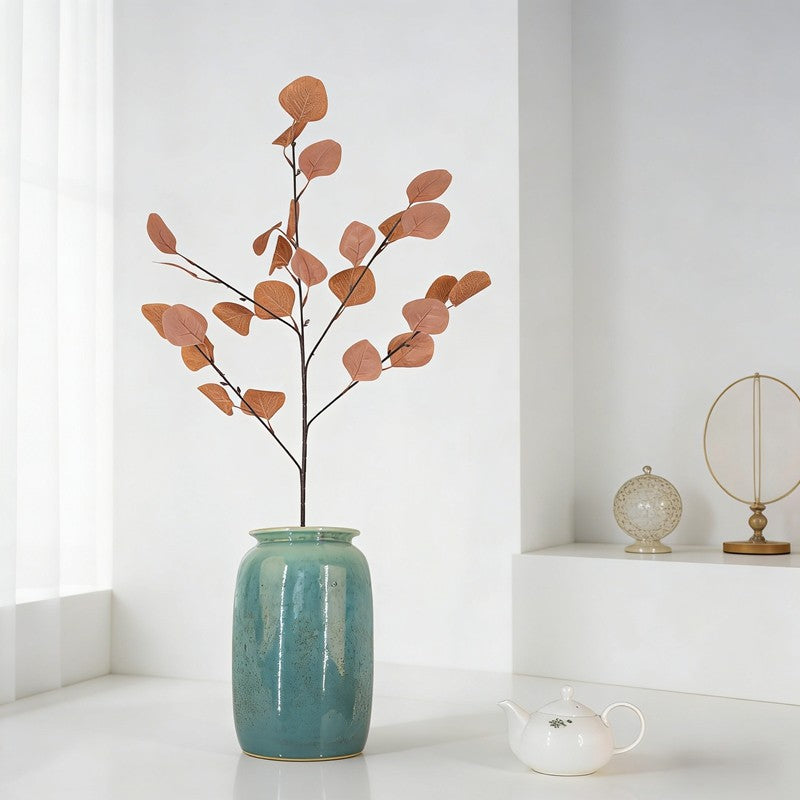 Silver Dollar Faux Eucalyptus Sprigs, 26 Silvery Round Leaves for Minimalist Greenery Accents - view 4