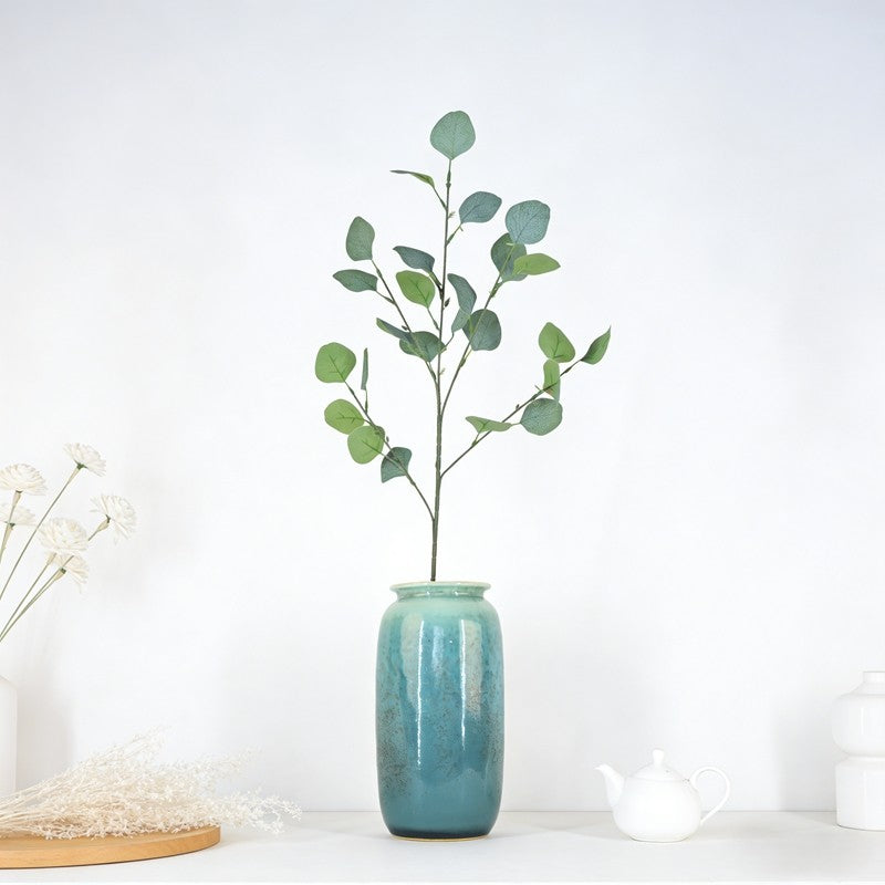 Silver Dollar Faux Eucalyptus Sprigs, 26 Silvery Round Leaves for Minimalist Greenery Accents - view 7