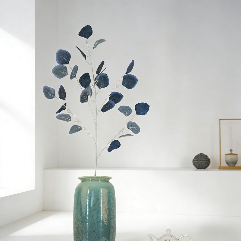 Silver Dollar Faux Eucalyptus Sprigs, 26 Silvery Round Leaves for Minimalist Greenery Accents - view 9