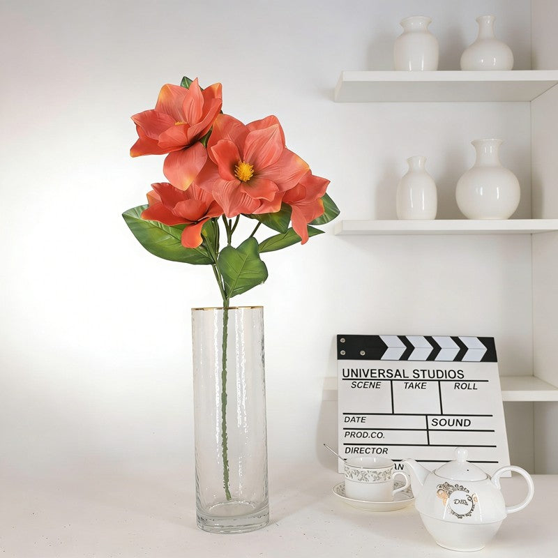Elongated Artificial Magnolia Sprays, Assorted Elegant Tones with 5 Blooms & 8 Leaves for Vase Styling - view 4