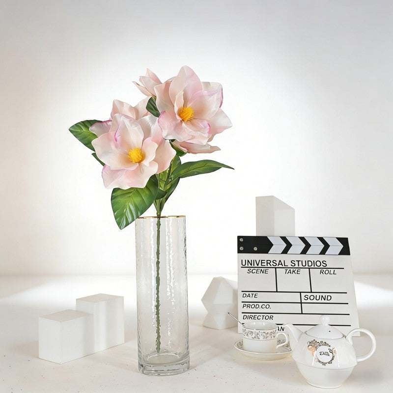 Elongated Artificial Magnolia Sprays, Assorted Elegant Tones with 5 Blooms & 8 Leaves for Vase Styling - view 7