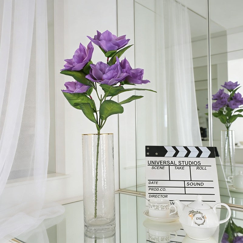 Elongated Artificial Magnolia Sprays, Assorted Elegant Tones with 5 Blooms & 8 Leaves for Vase Styling - view 8
