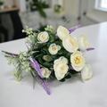 White Rose & Lavender Bridal Bouquet | Artificial Wedding Flower