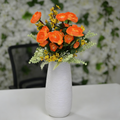 Artificial Orange Camellia Flower Arrangement with White Vase for Home Decor