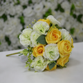 Artificial Yellow Rose & White-Green Carnation Bouquet with Greenery