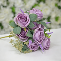 Artificial Lavender Rose Bouquet with Greenery and Dried Accents