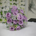 Artificial Lavender Rose Bouquet with Purple Baby’s Breath & Greenery