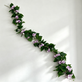 Artificial Purple Hydrangea Hanging Vine Garland with Green Leaves