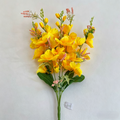 Artificial Yellow Orchid Style Flower Bouquet with Pink Accents