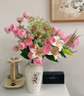 Artificial Two-Sided Pink Flower Arrangement with Peonies, Lilies & Baby’s Breath