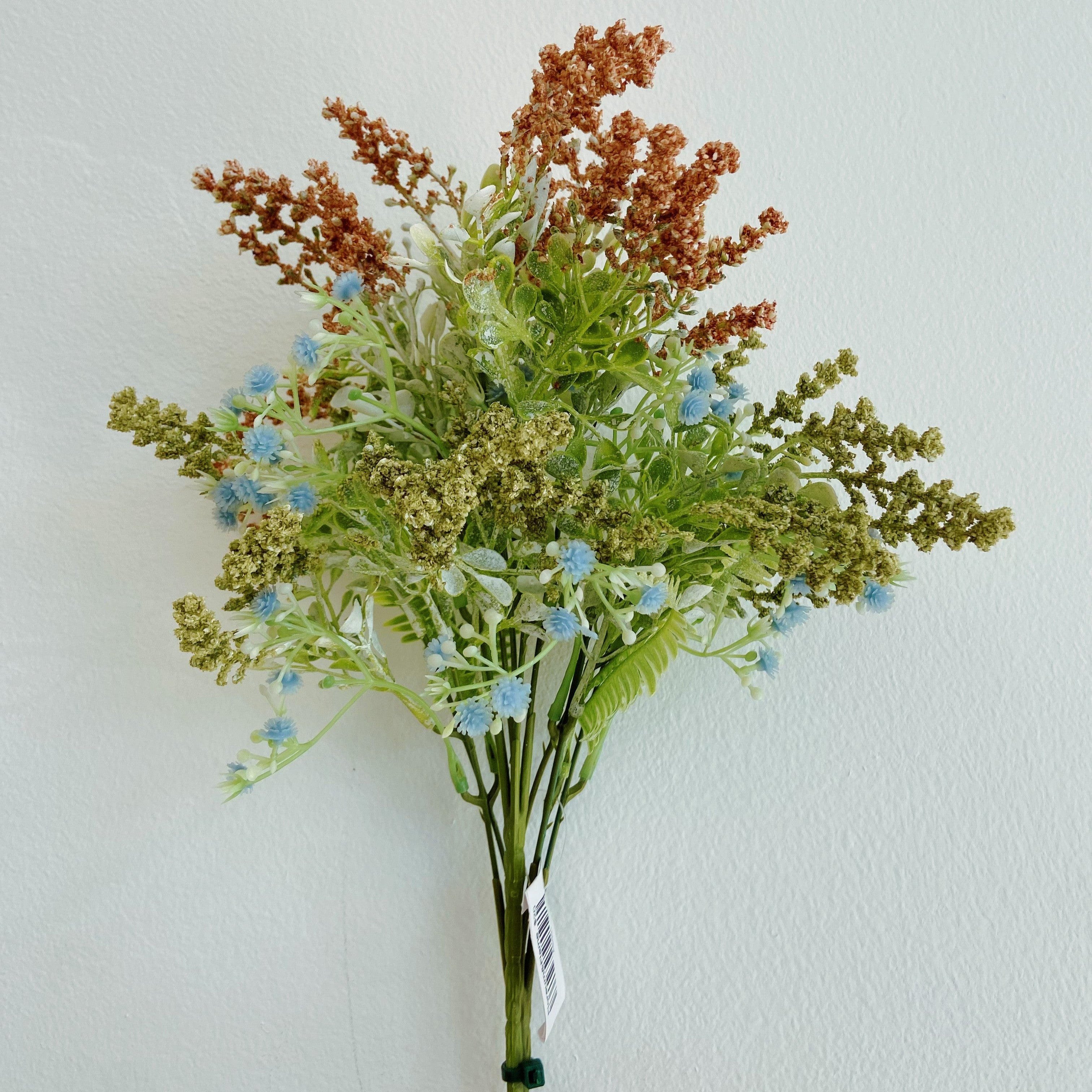 Artificial Wildflower Greenery Bouquet with Blue & Brown Accents