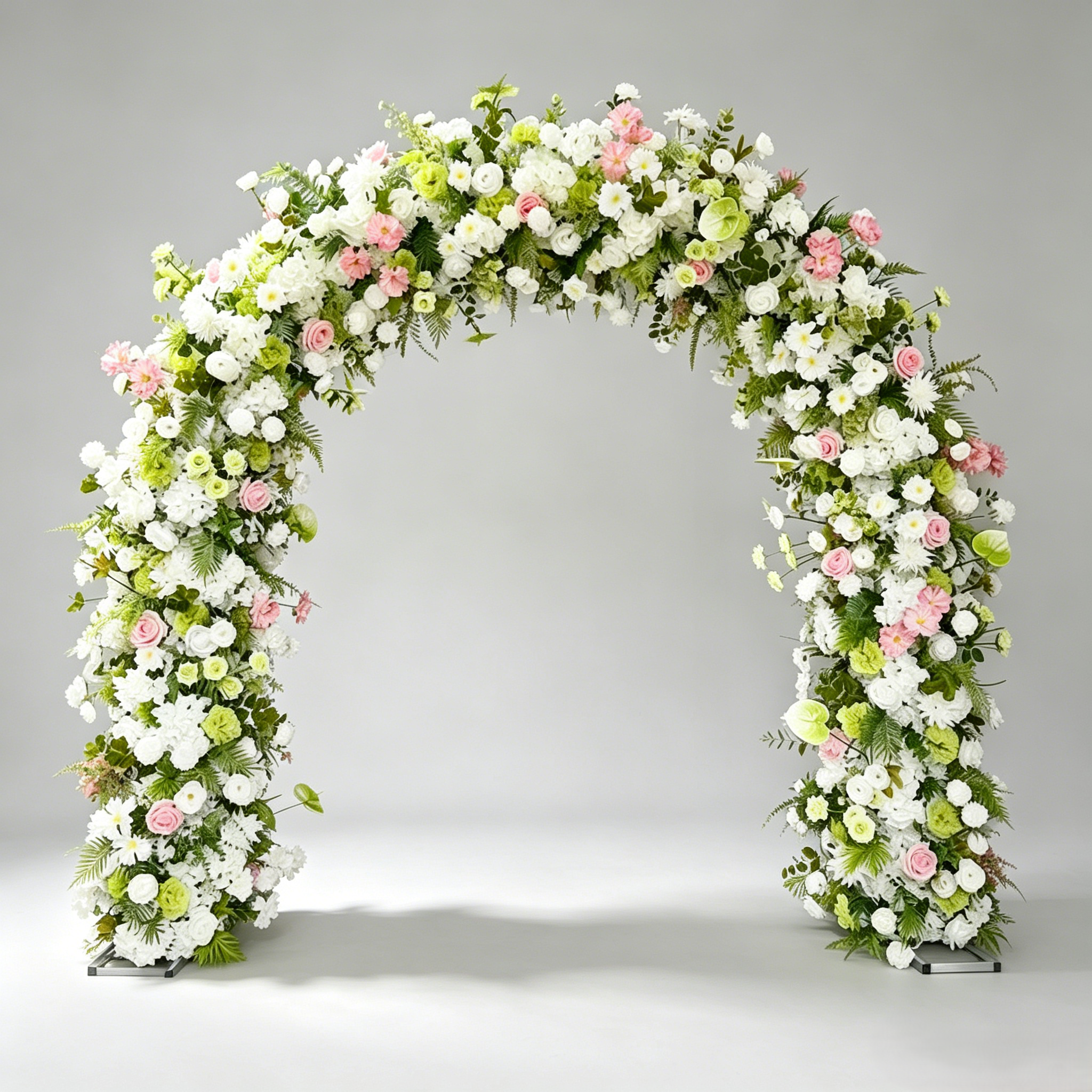 Artificial White Pink Rose Floral Arch Wedding Ceremony Backdrop Decor Greenery Flower Arch Stand