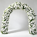 Pure White Ranunculus Rose Eucalyptus Floral Arch for Wedding Ceremony Photo Booth Backdrop Decor