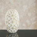 Mini Geometric Glass Vase with Gold Rim, Frosted White | Gold-Trimmed Bud Vase for Shelf Decor