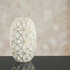 Mini Geometric Glass Vase with Gold Rim, Frosted White | Gold-Trimmed Bud Vase for Shelf Decor