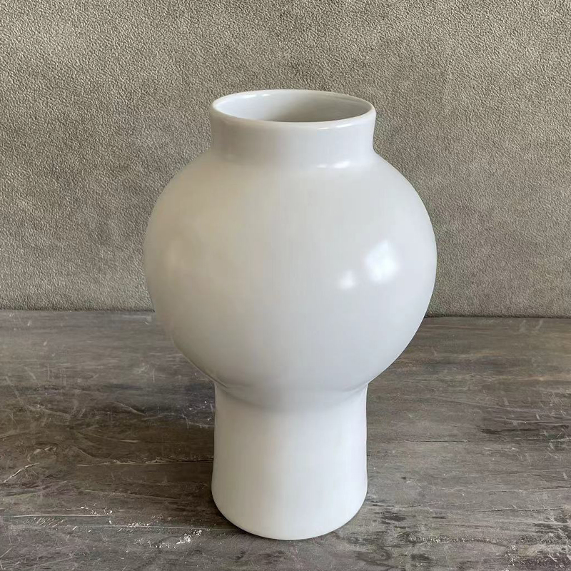 White Ceramic Vase | Minimalist Flower Vase for Home Decor