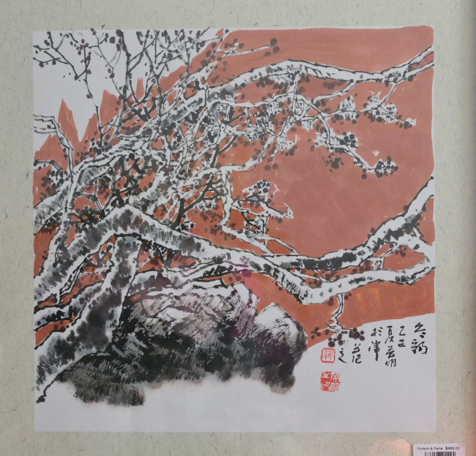 Vermilion Winter Landscape | Custom Original Chinese Art
